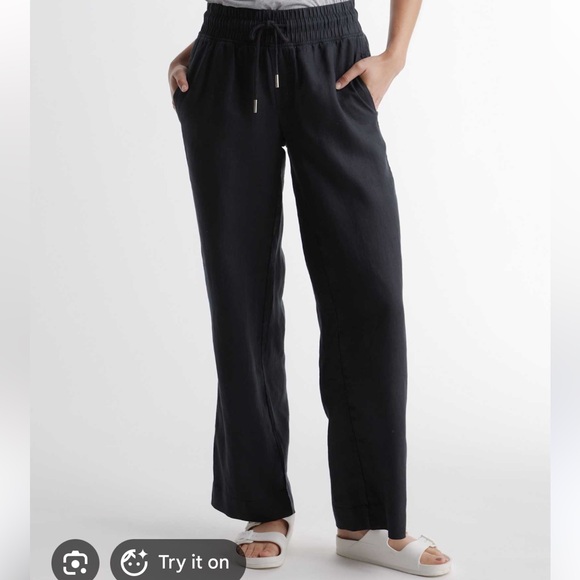 Quince Pants - Quince 100% European Linen Wide Leg Black Pants Medium